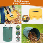 Rake for Leaves: Large 18" Wide Metal Leaf Rake, 65” Long Handle,25 Tines,Heavy Duty Graden Rakes Set for Lawn Yard Pine Needles Mulch Thatch Debris Cleanup Set with 32Gallon Leaf Bags and Scoops