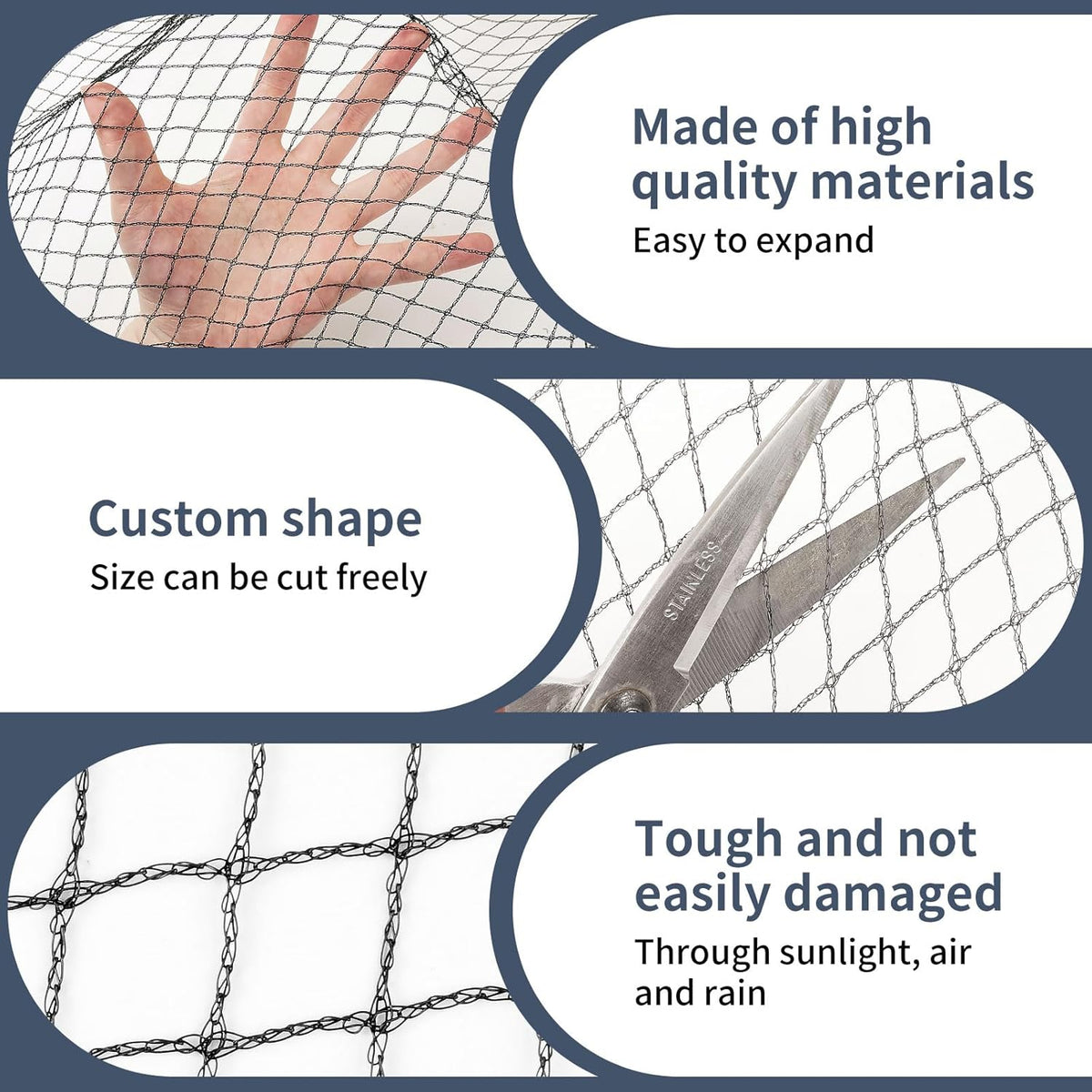 Garden Netting,7.5ft x 65ft Black Bird Netting Heavy Duty,Rabbit,Squirrels,Anti Birds,Larger Bees,Deer,Chicken,Cardinals，Animal Fencing for Fruit Tree & Vegetable Garden