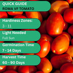 Woods Creek Seeds: Roma VF Tomato Seeds for Planting - Over 350 Heirloom Tomato Seeds for Planting Outdoors, Indoors, Patio or Home Plant Garden - Non-GMO Seed Pack of Tomatoes