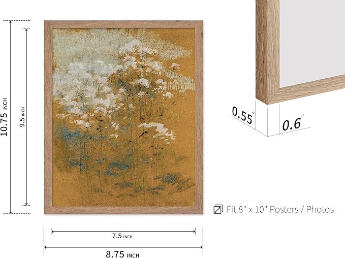 Poster Master Vintage Wild Flowers Poster - Retro Tonal Botanical Painting Print - Abstract Art - Floral Art - Farmhouse Art - Aesthetic Flower Shop or Living Room Wall Decor, 8x10 Beige Framed