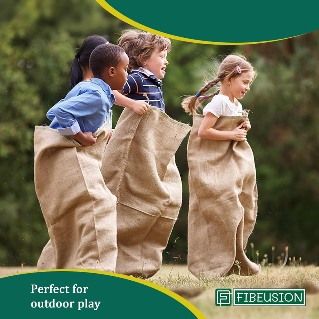 Heavy Duty Reusable Burlap Sacks (Set of 6) – 24" X 40" Perfect Sack Race Bags for Adults and Kids, Outdoor Lawn Games, Vegetable Storage & Gardening - 50lbs Capacity Potato Sacks