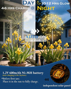 Solar Garden Lights Outdoor Yard Decorations, 2 Pack 150Leds Pathway Lights Stake, Fairy Firework Light for Garden, Patio, Pathway, Flowerbed Gold Color