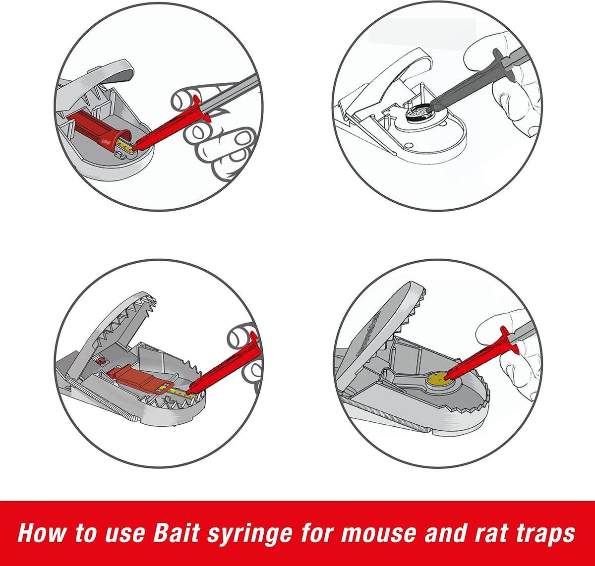 SWISSINNO Replacement Bait Syringe for Mouse and Rat Traps SuperCat – Highly Attractive Rodent Lure Paste – Long-Lasting Formula – Up to 20 Applications Each – Ready to Use - 4 Sets