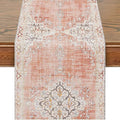 Snycler Table Runner Boho Table Runners Vintage Elegant Farmhouse Table Center Linen Decor for Home Dining Party Entrance (13x108 Inch) Light Pink