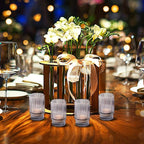 Serene Spaces Living 3.75in Smoke Ribbed Glass Votive Holder, Decorative Centerpiece for Wedding, Christmas, Thanksgiving, Dining Table, Home Décor, 2.25" Diameter & 3.75" Tall, Pack of 32