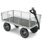 Gorilla Carts GOR1001-COM Steel Utility Cart, Heavy-Duty Convertible 2-in-1 Handle and Removable Sides, 7 cu ft, 1000 lb, Capacity, Gray