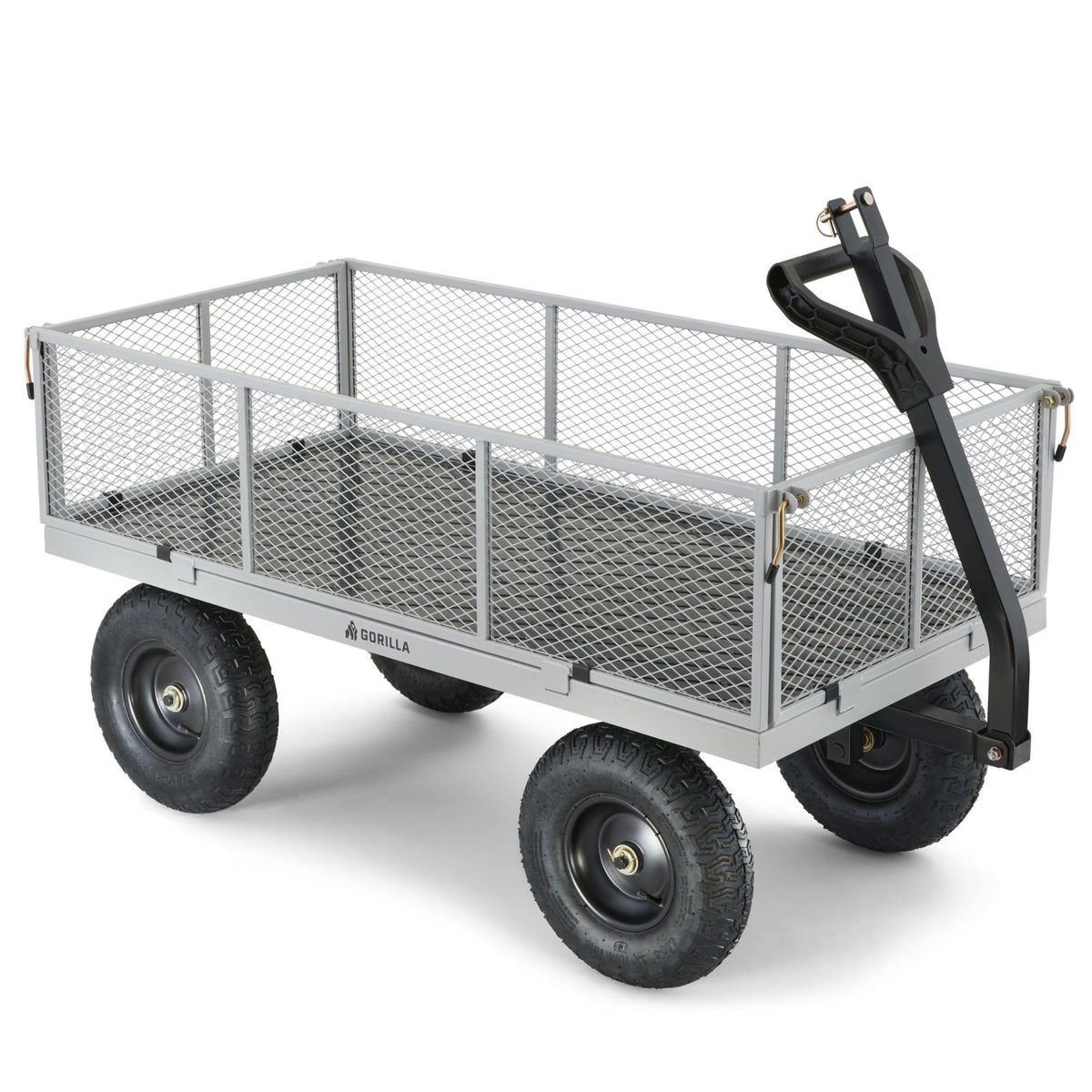 Gorilla Carts GOR1001-COM Steel Utility Cart, Heavy-Duty Convertible 2-in-1 Handle and Removable Sides, 7 cu ft, 1000 lb, Capacity, Gray