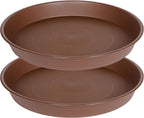 2 Pack of 8 inch Plant Saucer Clear, Heavy Duty Plastic Plant Water Tray 8 inch Round, Flower Plant Saucers for Indoors No Holes, Plant Dishes Saucer for Planter 7"/8" (8", Chocolate)