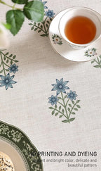 ISAENNE Designer White Linen Small Round Tablecloth,Chinoiserie Floral Elegant Indoor Table Cloth,Fall Stain Proof Decor Tablecloths for Dining Thanksgiving Kitchen,Diameter 55"-Mosella F