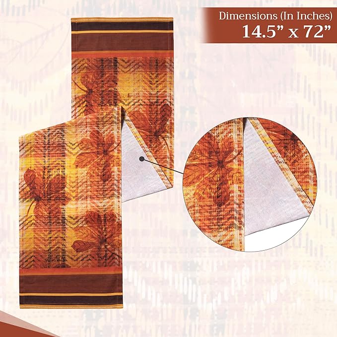 Maison d' Hermine Table Runner 100% Cotton Single Layer Table Runners 72 inches Long for Thanksgiving Christmas Decorations Home Kitchen Dining Party Wedding (Thanksgiving Tartan, 14.5" x 72")