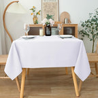 Biscaynebay Textured Fabric Square Tablecloths 90x90 Inches, White Water Resistant Card Table Cloth Folding Table Cover for Dining, Kitchen, Wedding and Parties etc. Machine Washable