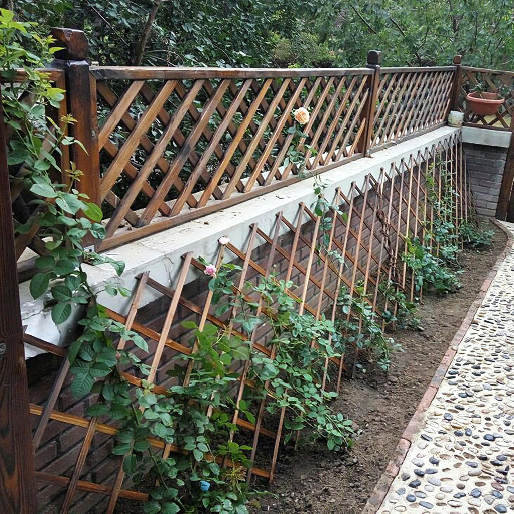 Expandable Garden Trellis, 38" x 89" Large Wooden Lattice Fence Wall Panel Lattice Trellis for Climbing Plants Outdoor Ivy Vine Rose Clematis for Garden Patio Room Decor (1Pcs Brown)