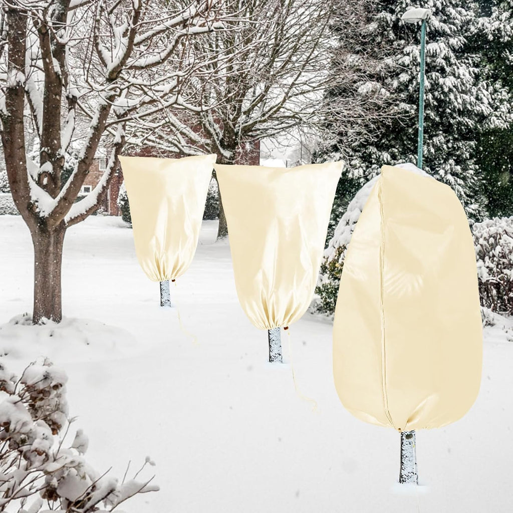 Homimp Plant Covers Freeze Protection, 4 Pack Frost Covers with Zipper Drawstring (23.6" x 31.5") Plant Protection Cover Bags for Outdoor Winter Frost Cold Weather Shrubs Trees Jacket Covers(Yellow)