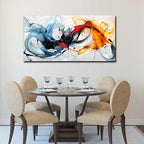 Blue Abstract Canvas Wall Art Bedroom - Modern Wall Art for Living Room Ready to Hang Size 24" x 48"