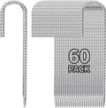 12 Inch Ground Stakes Heavy Duty J Hook 60-Pack Metal Spikes Galvanized Ground Hooks Anchors Rebar Ground Stakes for Fence Tent Gazbo Bounce House and Outdoor Decorations Inflatables