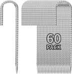 12 Inch Ground Stakes Heavy Duty J Hook 60-Pack Metal Spikes Galvanized Ground Hooks Anchors Rebar Ground Stakes for Fence Tent Gazbo Bounce House and Outdoor Decorations Inflatables