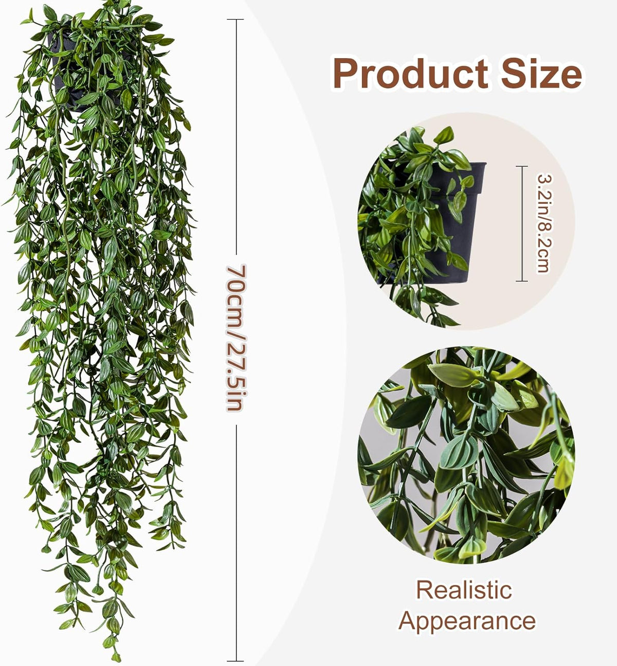 Artificial Hanging Plant 2 Pcs Faux Plant Ivy Vine Faux Eucalyptus Vines Fake Potted Greenery for Wall Living Room Home Shelf Office Bathroom Outdoor Indoor Decor (Type 1)