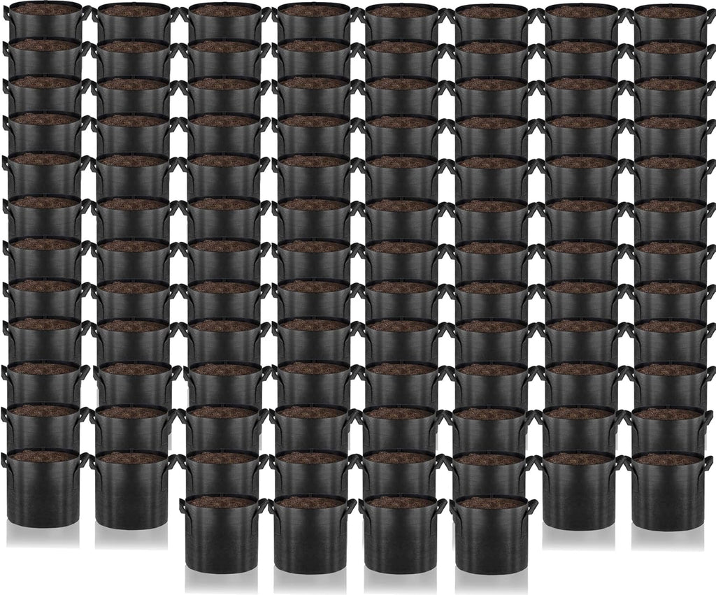 Gardenera Fabric Grow Bags - 100-Pack 3 Gallon Planters with Aeration and Handles, Ideal for Landscaping and Municipal Planting Projects