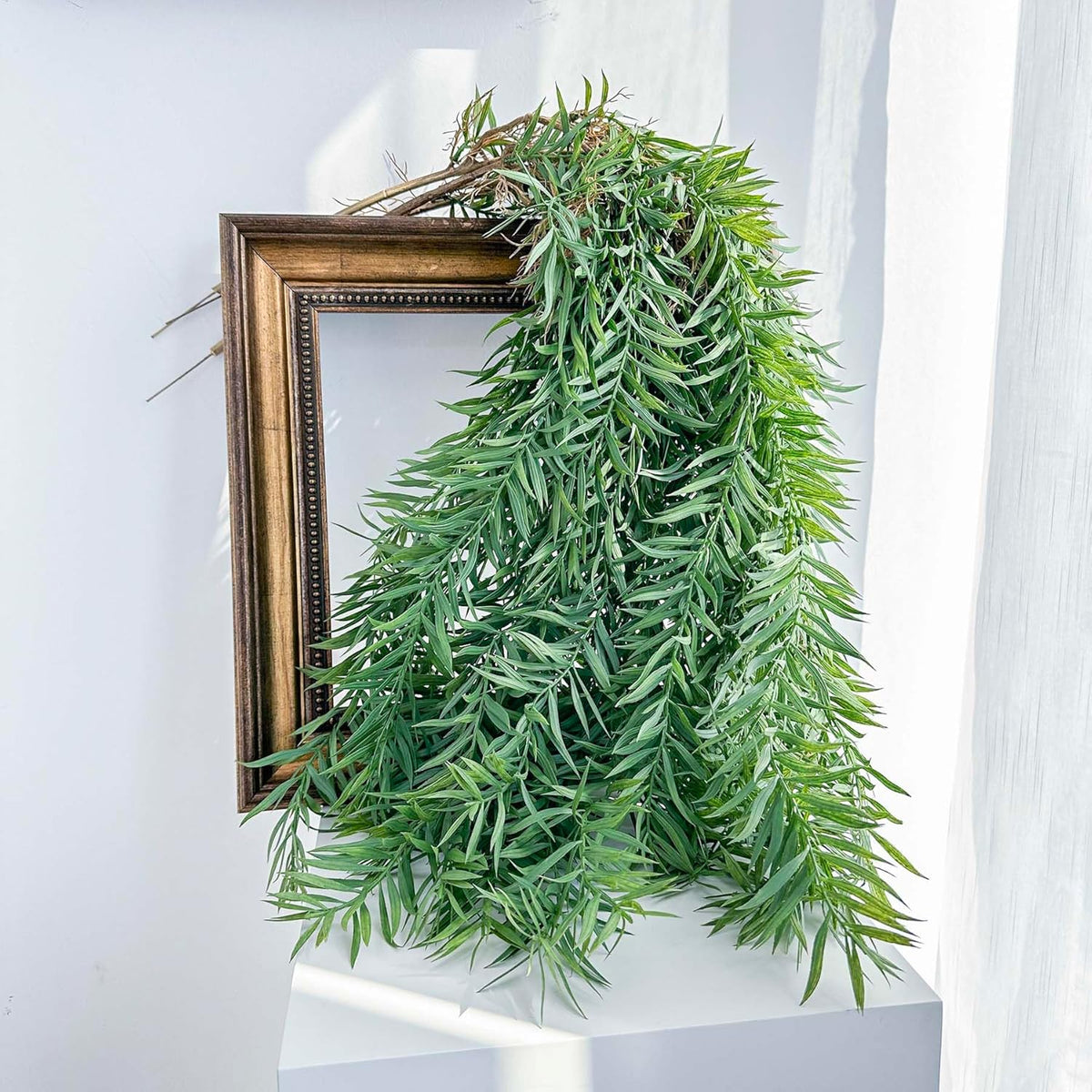 3 Fake Hanging Plants of Bamboo Stems with Roots, Faux Hanging Greenery Plastic Plants for Party Home Office Farmhouse Living Room Greenery Wall, Ceiling, Bathroom, Mantle, Spring Porch Decor