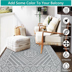 Waterproof Outdoor Rug 4x6 ft, Reversible Plastic Straw Mat, Large Floor Mat for Patio, Camping, Picnic, Backyard RV, Deck, Grey