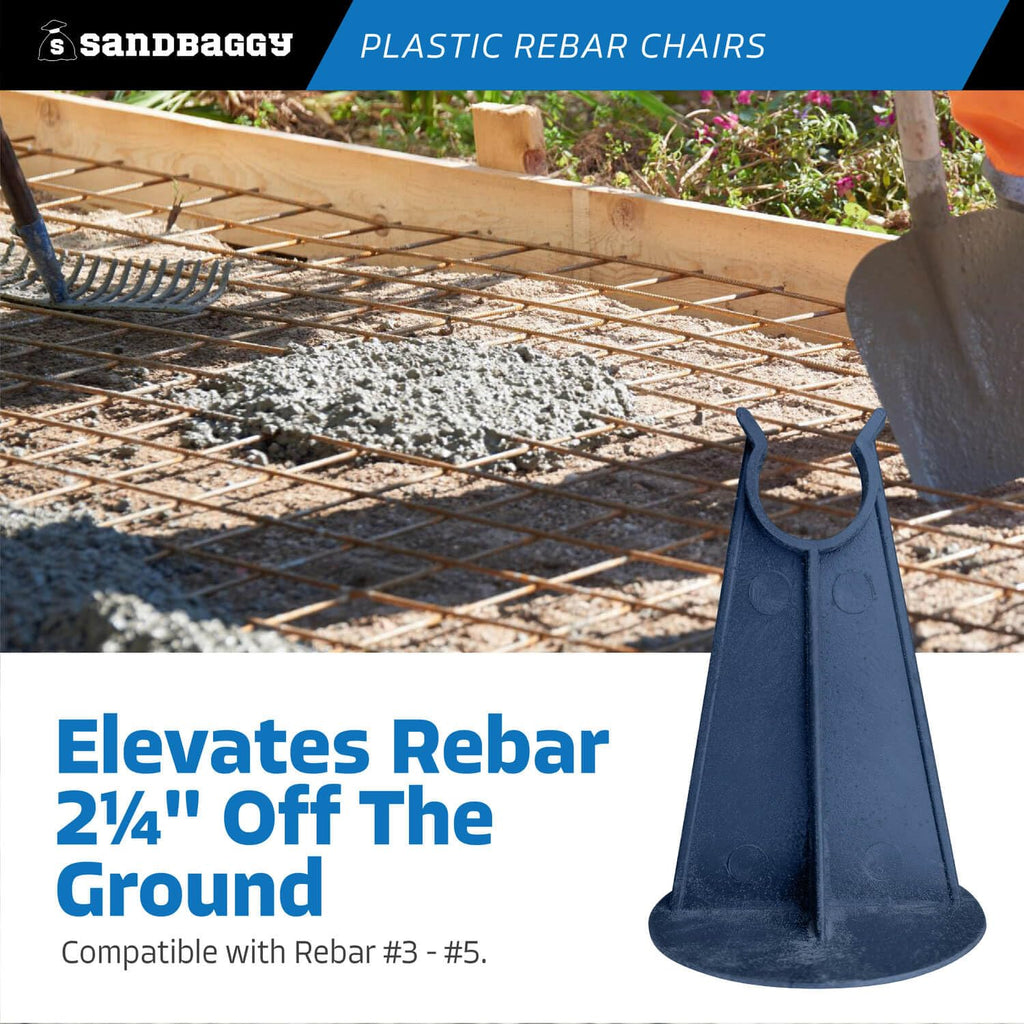 Sandbaggy Rebar Chair (Pack of 1000, 2-1/4 Inch) - Heavy Duty Plastic, Fits Rebar #3 to #5 - Preferred Choice for Concrete Contractors
