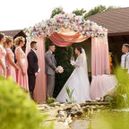 Wokceer Blush Wedding Arch Draping Fabric Backdrop 4 Panels 28.7" X 20FT Sheer Drapes Fabric for Wedding Arbor Ceremony Party
