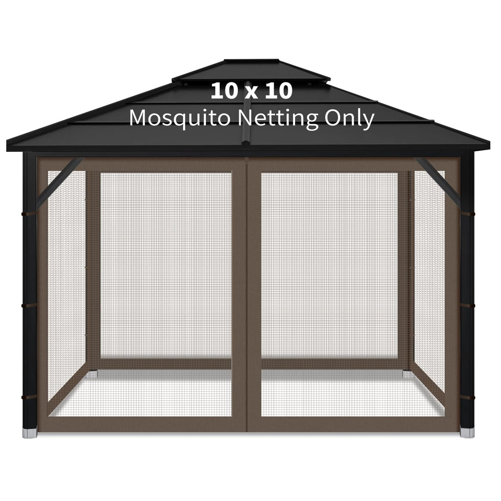 Iheqard Gazebo Replacement Mosquito Netting for Patio, 10x10 ft, Coffee