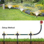 FANHAO Above Ground Irrigation Garden Sprinkler System, Metal Adjustable Garden Sprinkler Set, 360 Degree Large Area Coverage Irrigation Kit for Lawn, Patio, Flower Bed & Garden