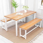 Recaceik Dining Table Set for 4 Kitchen Dining Room Set with 2 Dinner Benches, Farmhouse Breakfast Table for Apartment Small Space, Easy Assembly