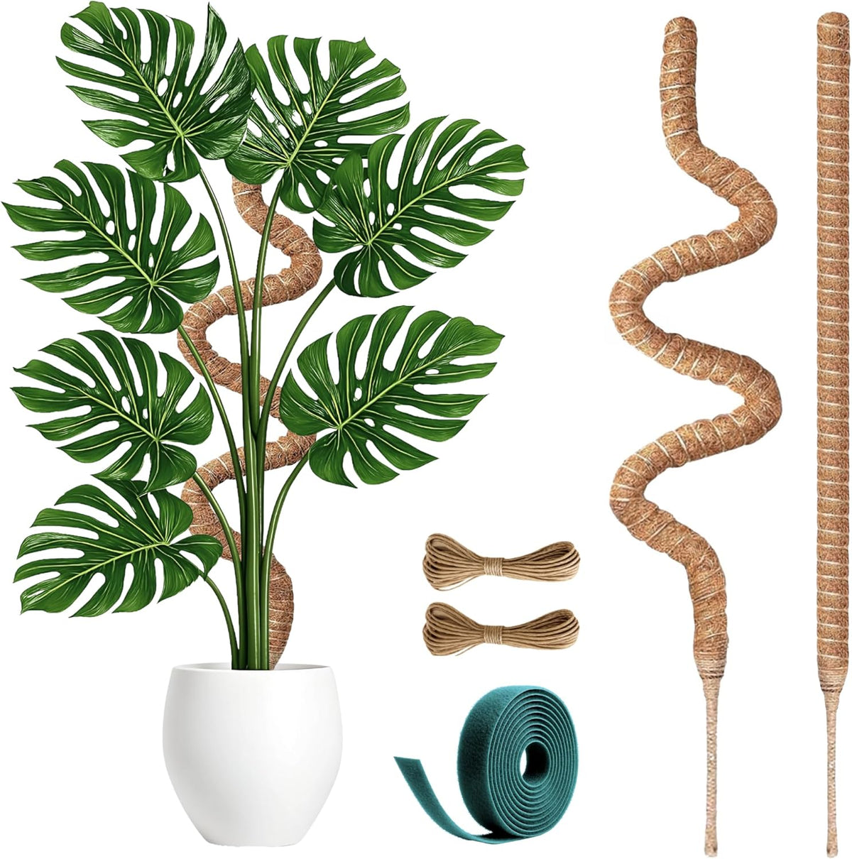 2 Pack 48 Inch Moss Pole for Plants Monstera, Tall Moss Poles for Climbing Plants Monstera, Handmade Coco Coir Plant Pole, Plant Support for Plant Grow