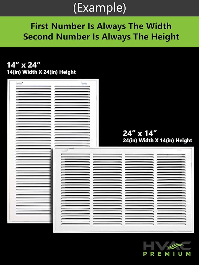 HVAC Premium 10 x 32 Duct Opening Steel Return Air Filter Grille, for 1-inch Filter, Removable Door, Flat Stamped HVAC Vent Cover Grille, Outer Dimensions 12.5 x 34.5