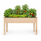 Backyard Expressions Wooden Raised Garden Bed|Elevated Planter Box with Included Bed Liner|Outdoor Vegetable, Flower, and Herb Gardening (4' x 2')