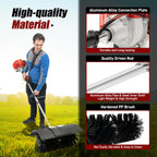 Gas Handheld Sweeper, 52CC 2 Stroke 2.3hp Engine Power Snow Sweeping Grass Handheld Sweeper Power Broom Portable Gas Power Walk Behind Sweeper for Sweeping Driveway Grass Patio Snow Clean
