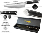 KANKA Professional 8 inch Chef Knife – High Grade 1.4116 Stainless Steel, Ultra-Premium G-10 Fiberglass Handle, Premium Wood Sheath Included – Essential Kitchen Knife for Chefs