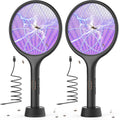 YISSVIC Electric Fly Swatter 4000V Bug Zapper Racket Dual Modes Mosquito Killer with Purple Mosquito Light Rechargeable for Indoor Home Office Backyard Patio Camping (Black-2 Pack)