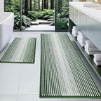 Bathroom Rugs and Mats Sets, 2 Piece Thick Absorbent Chenille Bath Mat Rug Set Non Slip, Soft Shaggy Bath Room Floor Mats for Bathroom, Machine Washable (Hunter Green, 24" x 70" Plus 20" x 32")