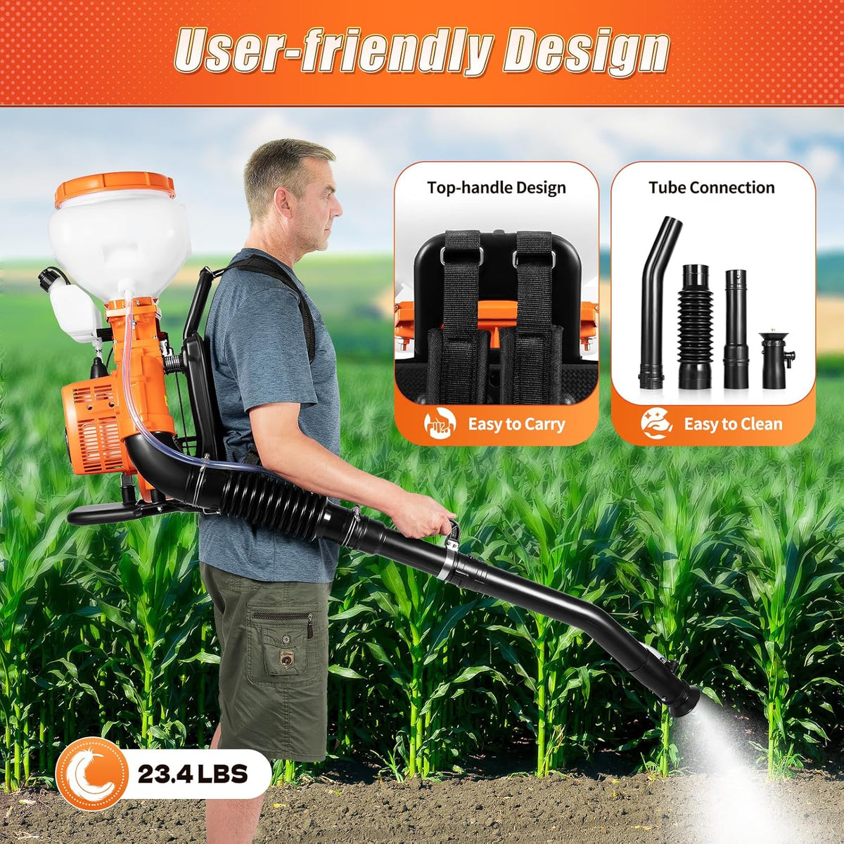 2-Stroke Backpack Fogger Agricultural 41.5CC Mister Duster Backpack 14L/3.7gal Gas Fogger Sprayer Blower 7500r/min