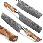 HEZHEN 7 inch Nakiri Knife Japanese High Carbon Steel-Super Durable Cooking Knife-67 Layers of Damascus Steel Sharp Blade -Ergonomic Design for Figured Sycamore Wood Handle