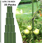 Xiny Tool Garden Stakes, 25 Pack Steel Plant Garden Tomato Stakes with Plastic Coat for Climbing Plants (25 Pack 58 Inch)