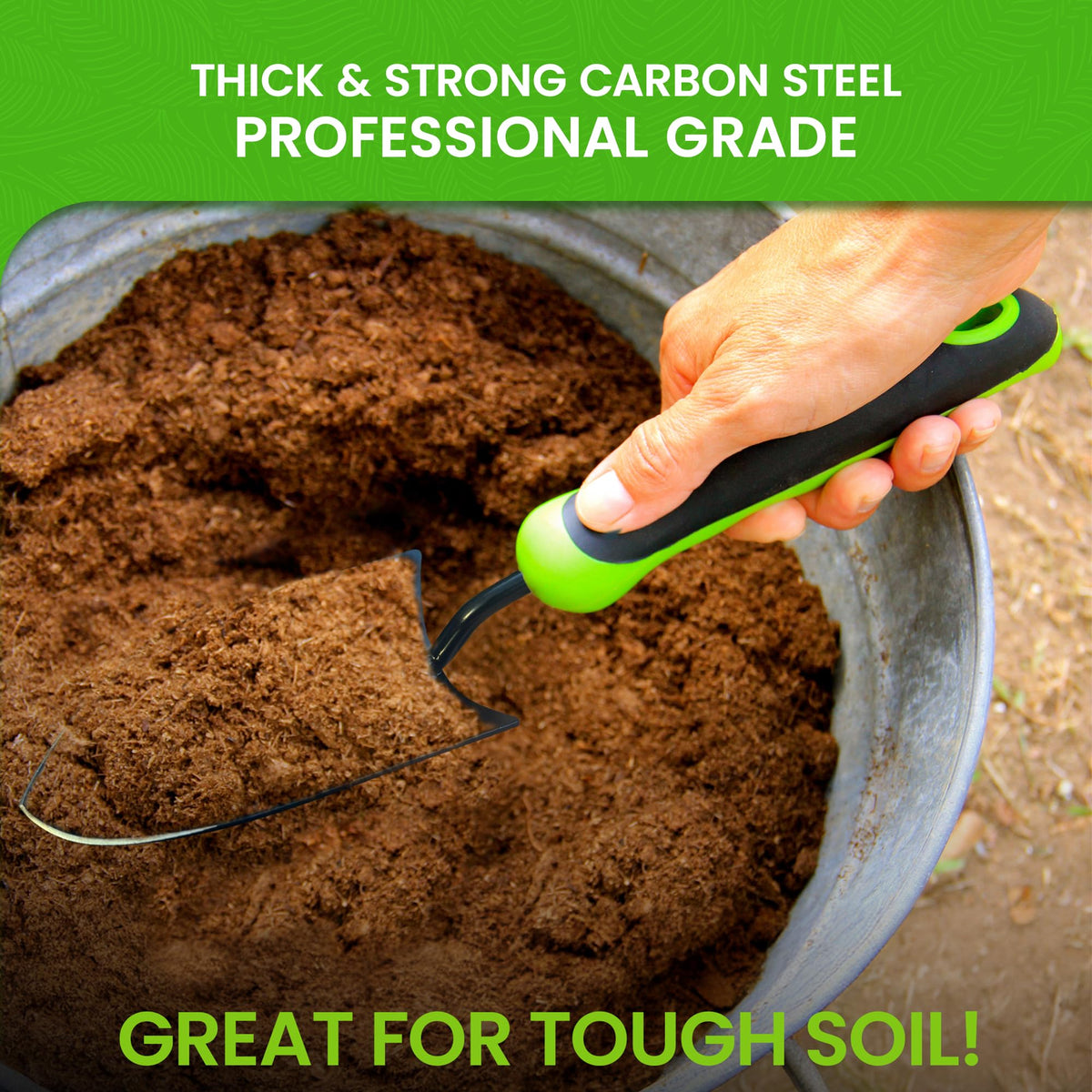 Garden Guru Heavy Duty Garden Trowel Hand Shovel for Gardening – Strong Carbon Steel Hand Trowel with Ergonomic Non-Slip Handle – Perfect for Digging, Planting, Transplanting, and Cutting Roots