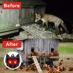 Solar Animal Repellent, Set of 4 Predator Eyes Animal Deterrent Sentinels with Red LED Blinking Lights Drive Away Raccoon, Deer, Skunk, Cat, Coyote from Yard Farm and Chicken Coops