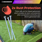 Sandbaggy 6" Heavy Duty Galvanized Artificial Turf Stakes - Spiral Landscape Nails - Ground Spikes/Pins for Synthetic Grass, Lawn, Edging, Weed Barrier Fabric, Garden (6 inch - Heavy Duty, 100, Count)