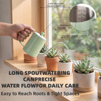 Amzgo 2 Pack Small Watering Can for Indoor Plants, 20 oz Metal Plant Watering Can with Long Spout for House Plants, 13.5 oz Glass Plant Mister Spray Bottle for Bonsai Garden Flowers Decorative