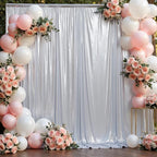 30x10 ft Wrinkle Free Silver Sequin Backdrop Curtain for Parties,Thick Not Fall Glitter Wedding Drapes Backdrop,4 Panels 5x10ft Shimmer Photo Wall Back Drop Cloth for Birthday Photography Background