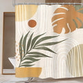 Glawry Beige Green Boho Shower Curtain Mid Century Abstract Plant Tropical Palm Leaf Modern Minimalist Bathroom Arch Geometric 72Wx72L Inches Bath Accessories Art Home Decor Fabric 12 Pack Hook