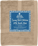 DAN RIVER Classic Bath Mat - Tan, 100% Ring Spun Cotton, Pack of 2, 21x34 inches, 800 GSM, Non-Slip, Absorbent, Quick Drying, Machine Washable Bathroom Floor Mats for Shower, Kitchen & Bath