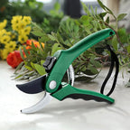Nevlers 8" Green Bypass Pruning Shears Heavy Duty | Flower Shears & Pruning Scissors w/Steel Blades, Blade Lock & No-Slip Grip | 8mm Cut Capacity Garden Clippers Handheld for Flower Stems & Branches