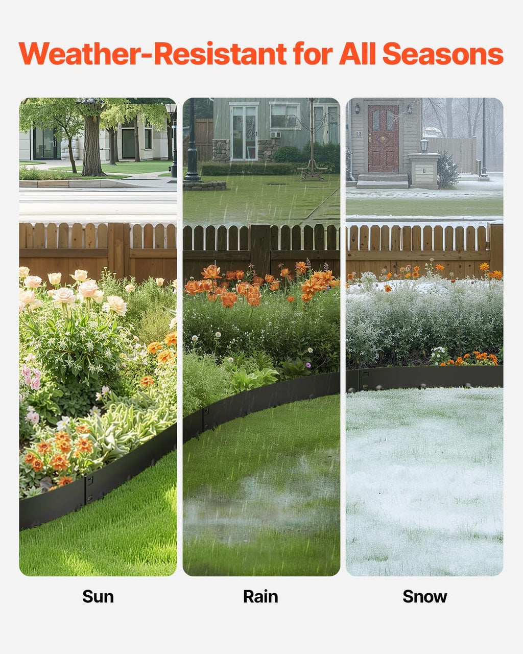 VEVOR Steel Landscape Edging, 5 Packs 39 x 4 in Rust-Resistant Metal Landscape Edging, Bendable Garden Edging Border, Heavy Duty Lawn Edging, Easy-to-Install, Flower Bed Yard Pathway Divider Black