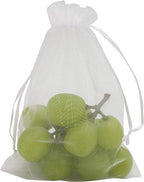 Wudygirl 100pcs 5X7 Inches White Organza Bags Christmas Drawstring Pouches Party Wedding Favor Bags Goodie bags(White 5x7)