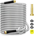 SPECILITE 75 FT Garden Hose, 304 Stainless Steel Metal Heavy Duty Flexible Water Pipe, Kink Free, Durable, Lightweight for Yard, Outdoor with Rubber Grip